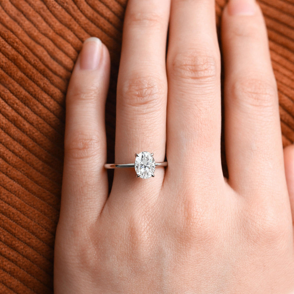 1.5ct Oval 4-Prong Moissanite Classic Solitaire Ring - Felicegals 丨Wedding ring 丨Fashion ring 丨Diamond ring 丨Gemstone ring
