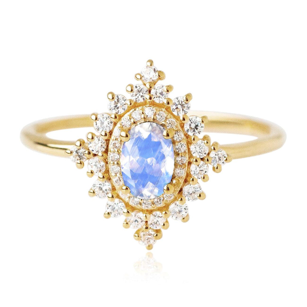 Moonstone & Moissanite Dynasty Ring - Felicegals