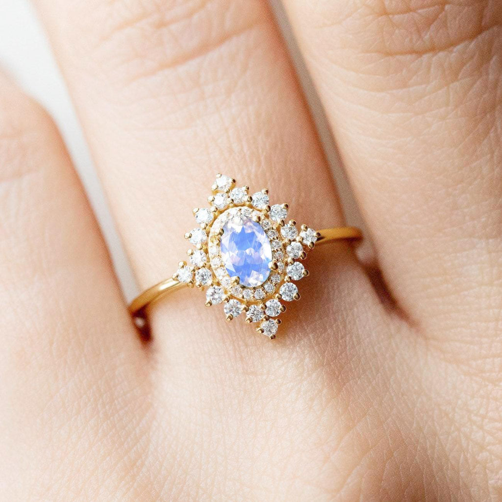 Moonstone & Moissanite Dynasty Ring - Felicegals