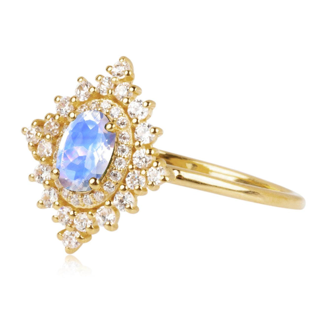 Moonstone & Moissanite Dynasty Ring - Felicegals