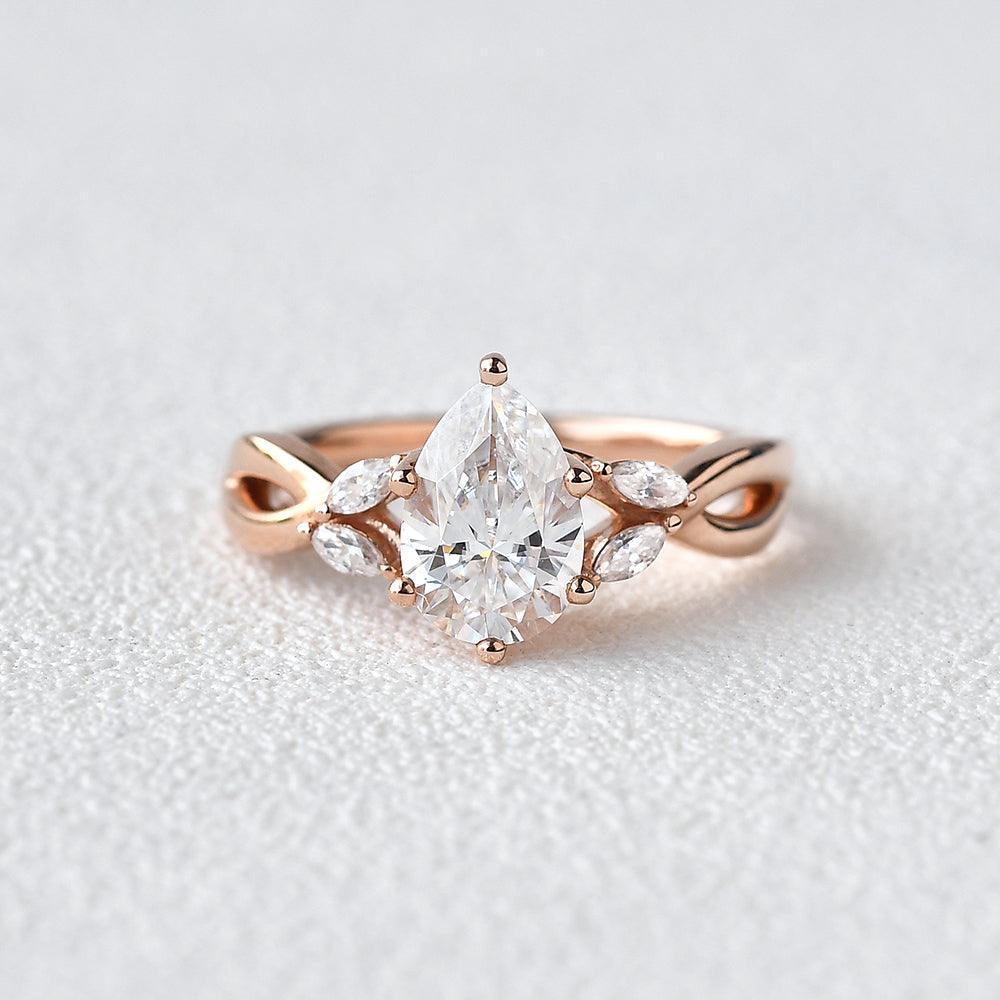 Pear Shaped Moissanite 6 Prongs Ring - Felicegals