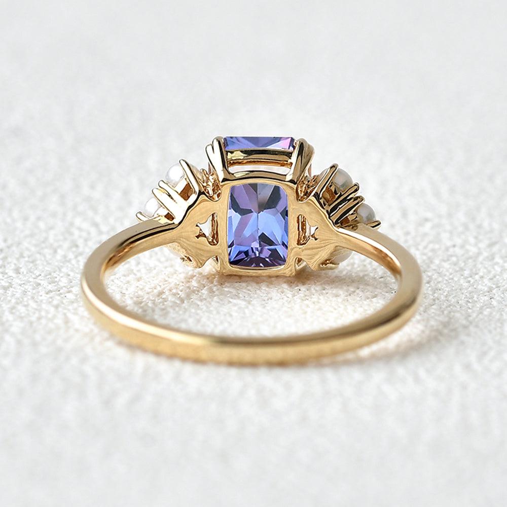 Alexandrite & Pearl Yellow Gold  Ring - Felicegals