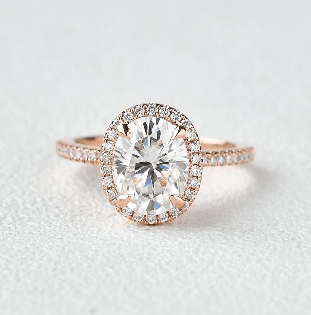 Custom ring for Gracie Childs 1.5ct Oval Colorless Moissanite Rose Gold Ring / Solid 14K Rose Gold - Felicegals