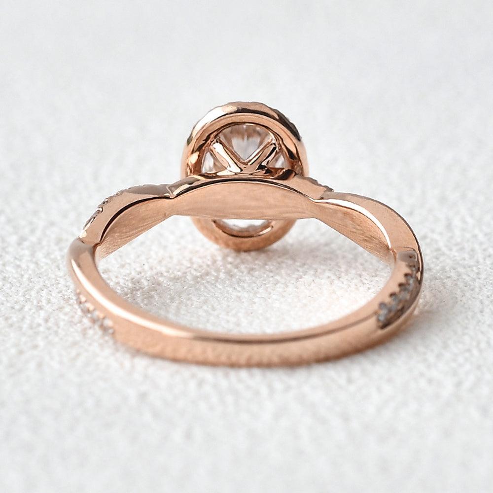 Oval 1.5ct Moissanite Rose Gold Halo Ring - Felicegals