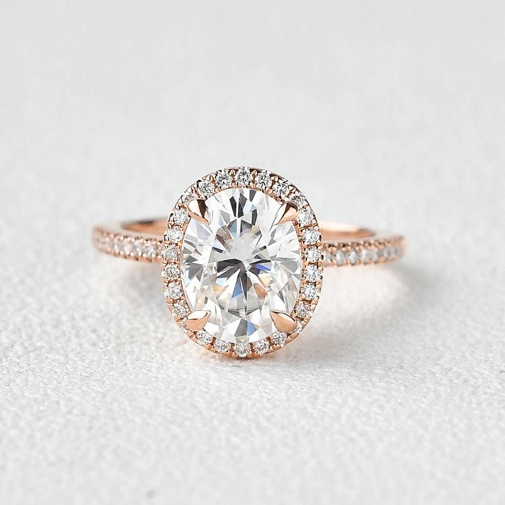 Custom ring for Daren Seepersaud / Oval Colourless Moissanite Rose Gold Ring / 11 - Felicegals 丨Wedding ring 丨Fashion ring 丨Diamond ring 丨Gemstone ring--Felicegals 丨Wedding ring 丨Fashion ring 丨Diamond ring 丨Gemstone ring