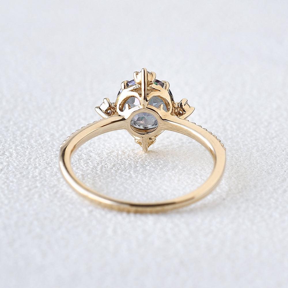 Vintage Inspired Mystic Topaz & Moissanite Rose gold Ring - Felicegals