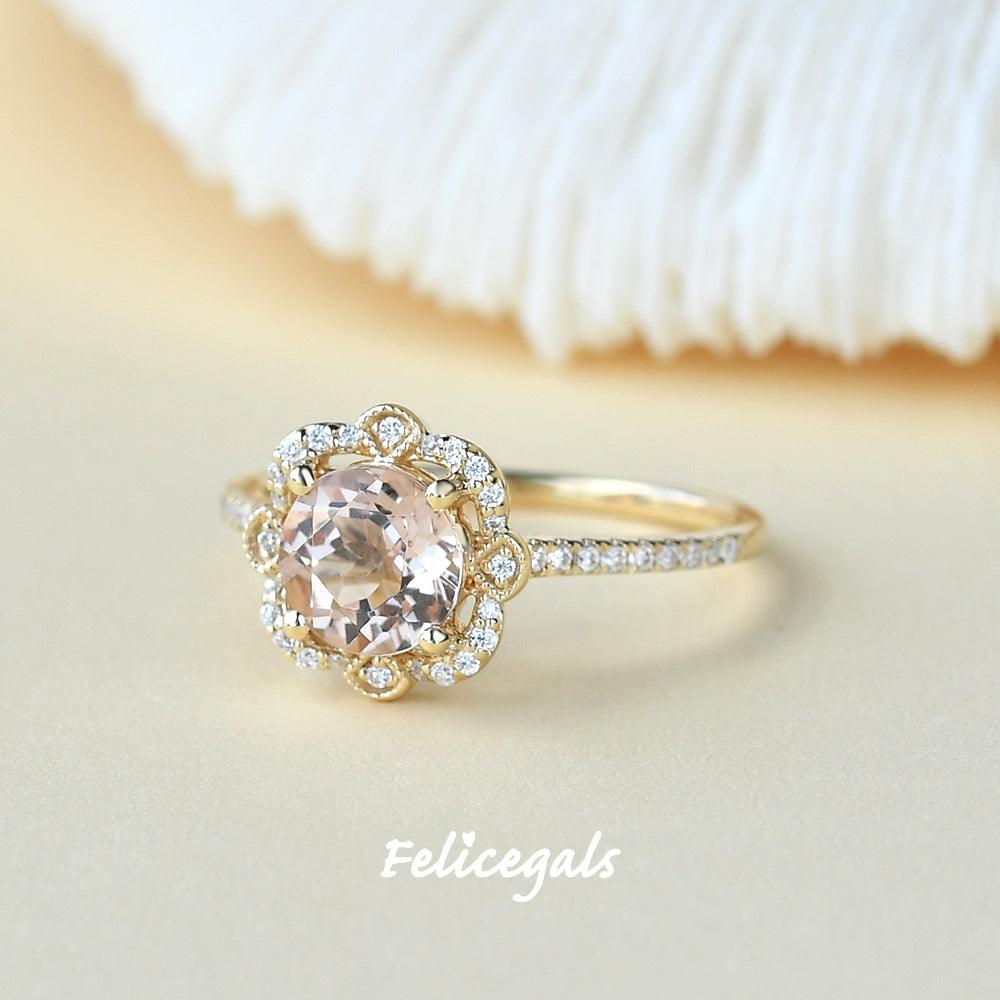 Peachy Morganite Rose Gold Ring - Felicegals