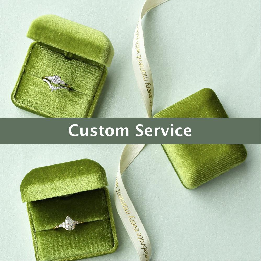 Custom ring for VillegasJairo Custom 3.5ct Moissanite & Freshwater Pearls Ring Set 2pcs / 13 / Solid 14K White Gold - Felicegals 丨Wedding ring 丨Fashion ring 丨Diamond ring 丨Gemstone ring